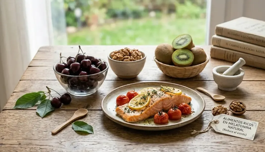 Alimentos ricos en melatonina natural: cerezas, nueces, kiwi y pescados grasos