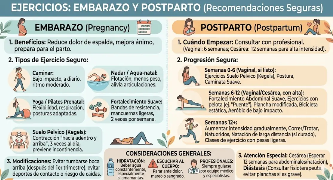 Ejercicios en el Embarazo y Postparto: Guía Completa para Moverte Segura (y de Verdad)