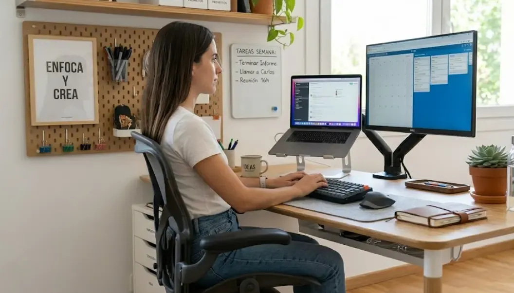 Configuración ergonómica correcta del escritorio de trabajo