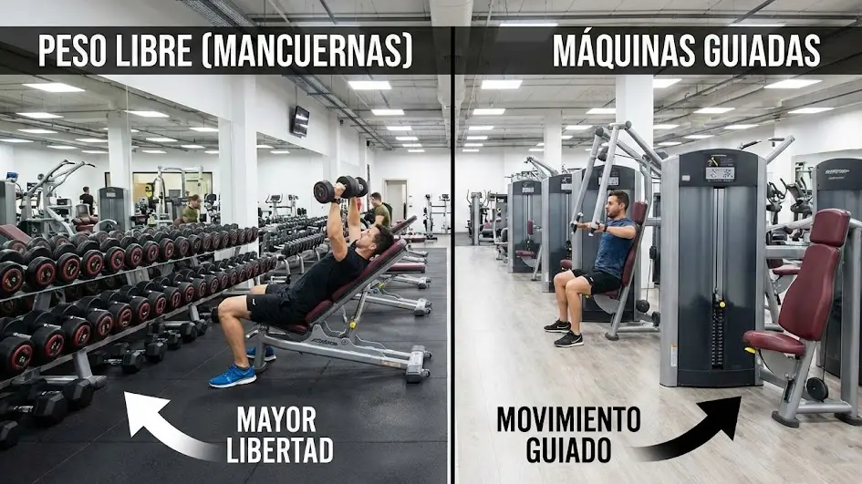 Pesas Libres vs. Máquinas: Guía Definitiva para Elegir en 2026
